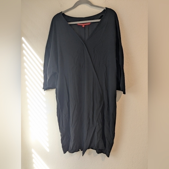 Universal Standard Black Crepe Asymmetric The Katy Kimono Mini Dress Evening - Picture 6 of 13